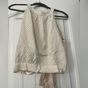 Dress Forum Polka Dot Sleeveless Blouse with Tie back Waist. M